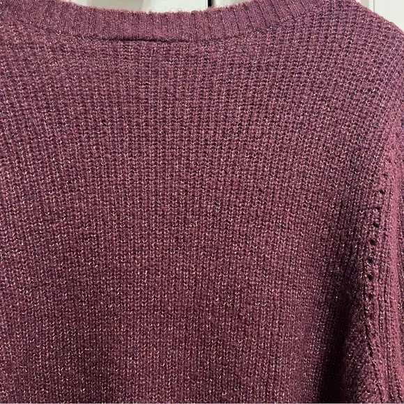 Lane Bryant Maroon and Metallic Sparkle Long Sleeve Sweater Size 18/20 - Picture 9 of 10
